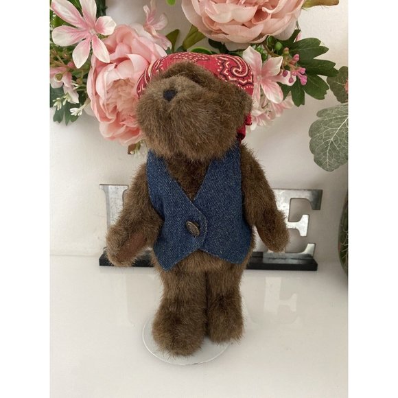 Boyds‎ Bear Keep on Riding 8" Biker w Red Bandana Jean Vest Embroidered Vintage - Picture 1 of 16